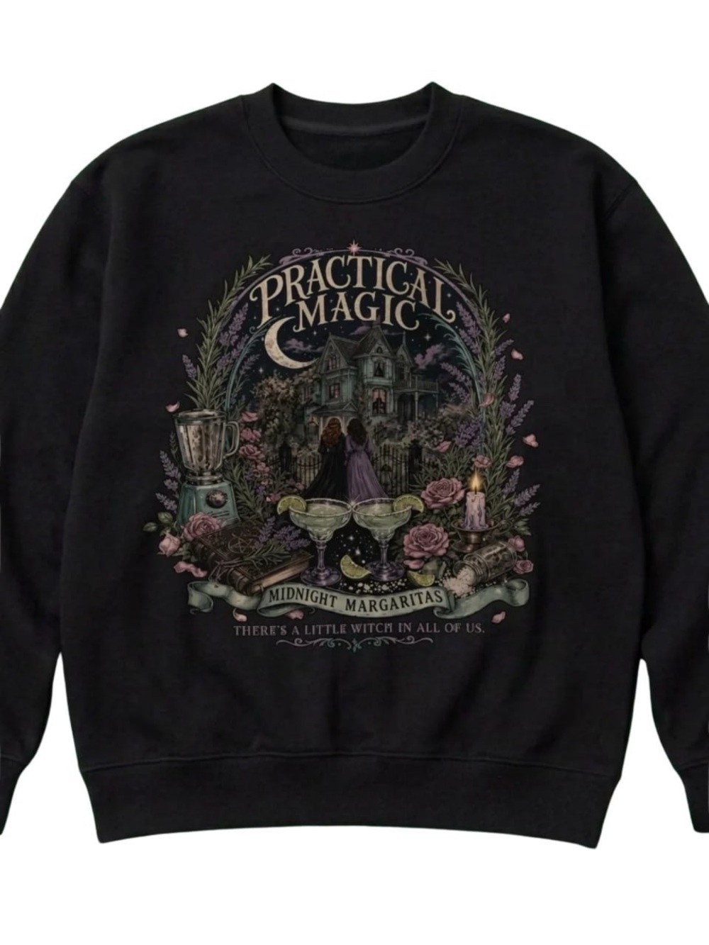 Black Practical Magic Graphic Crewneck Sweatshirt